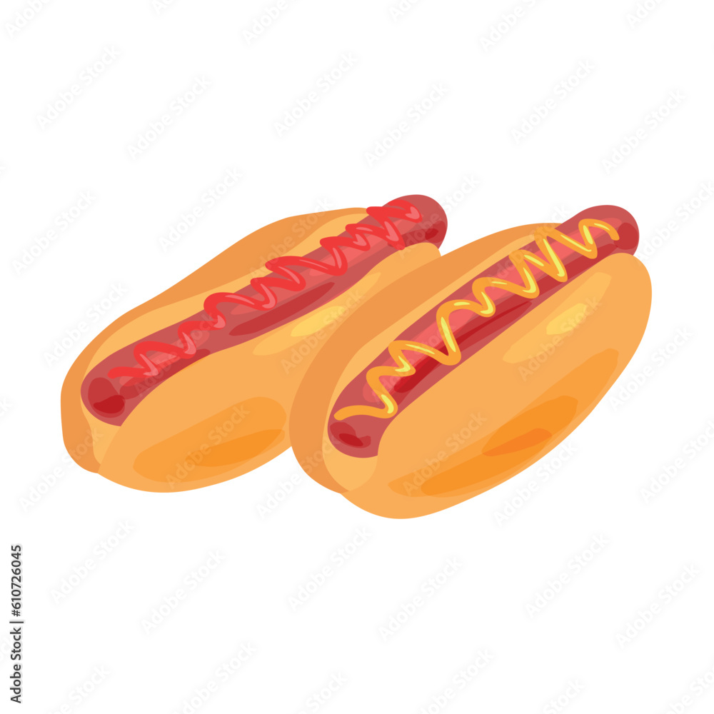 Tasty hot dogs on white background