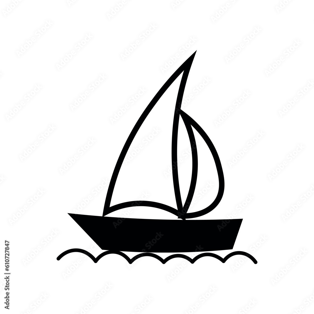 Sailing vessel on white background