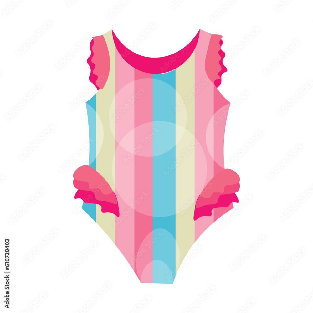 Girlish swimming suit on white background