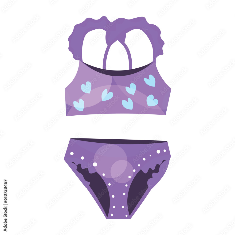 Girlish swimming suit on white background