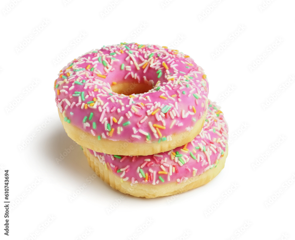 Sweet donuts on white background