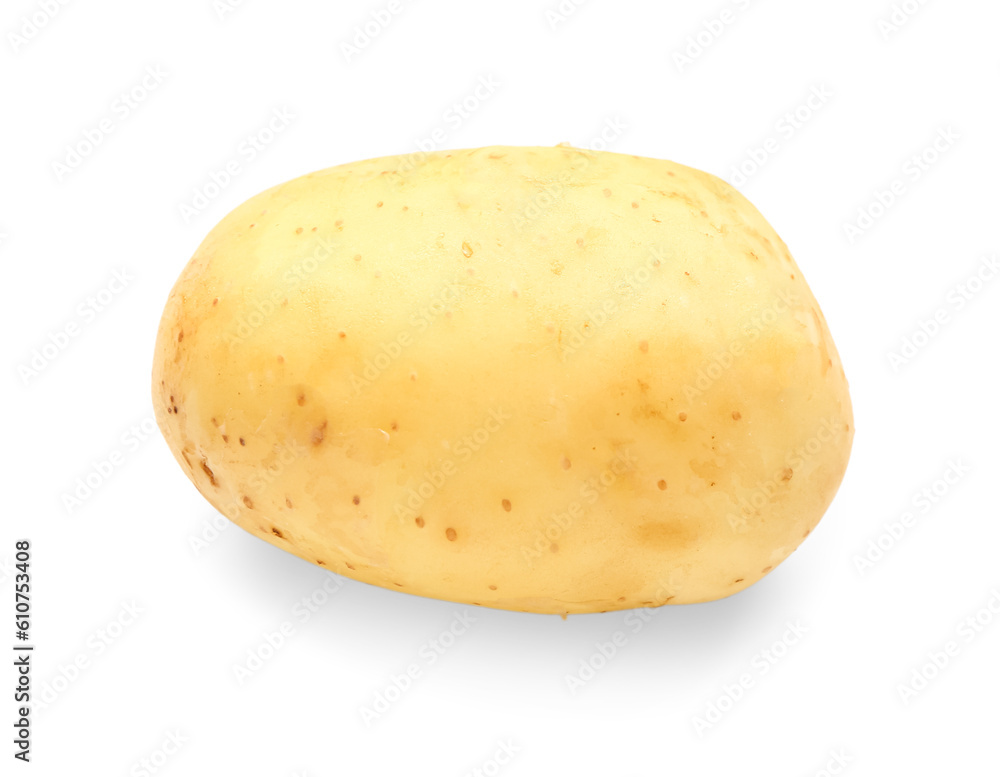 Raw baby potato on white background