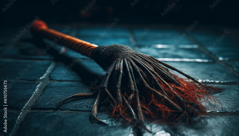 Rustic wooden plank catches wet seafood on dirty table outdoors generated by AI