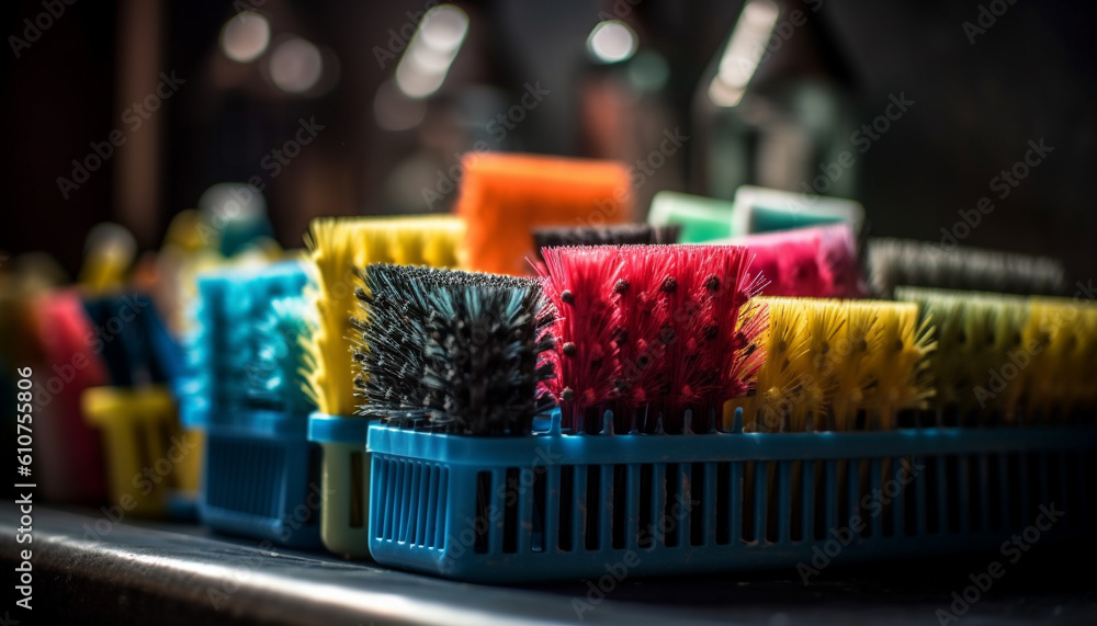 Variety of colorful equipment in a laboratory for scientific research generated by AI