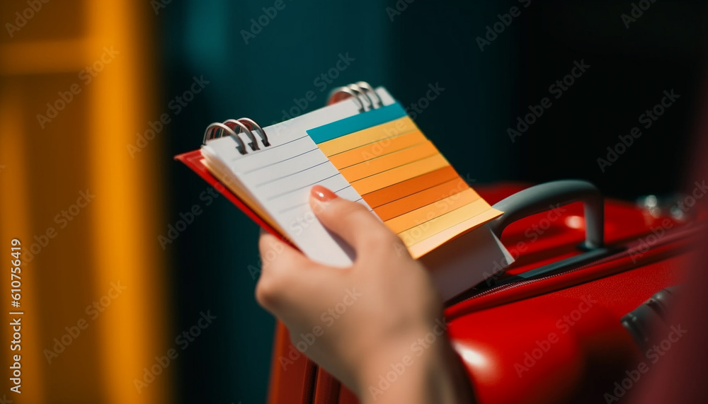 One person holding a book, studying and learning indoors generated by AI