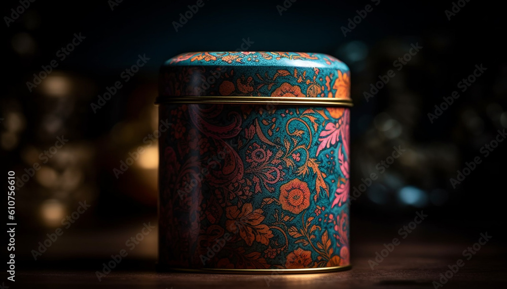 Antique Turkish vase collection, ornate pottery adds elegance to table generated by AI