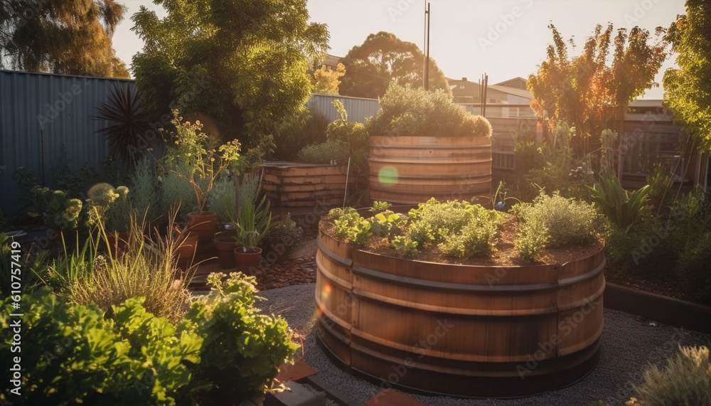 Organic winery harvests fresh grapes for old fashioned wine making generated by AI