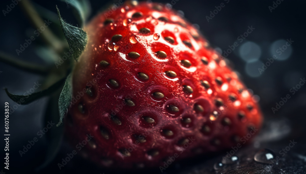 Juicy ripe strawberry, a healthy gourmet snack with refreshing sweetness generated by AI