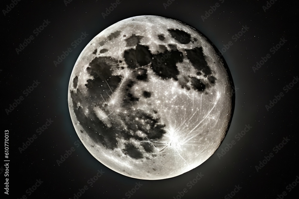 bright full moon illuminating the night sky. Generative AI