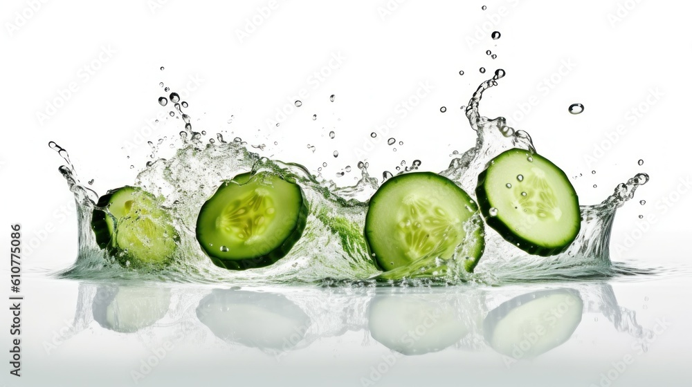 Cucumber in water. Illustration AI Generative.