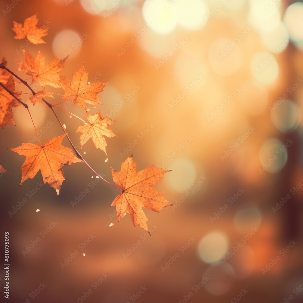 Orange leaves fall background. Illustration AI Generative.