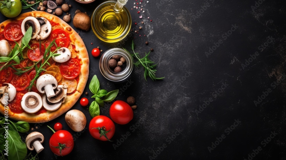 Pizza making background. Illustration AI Generative.