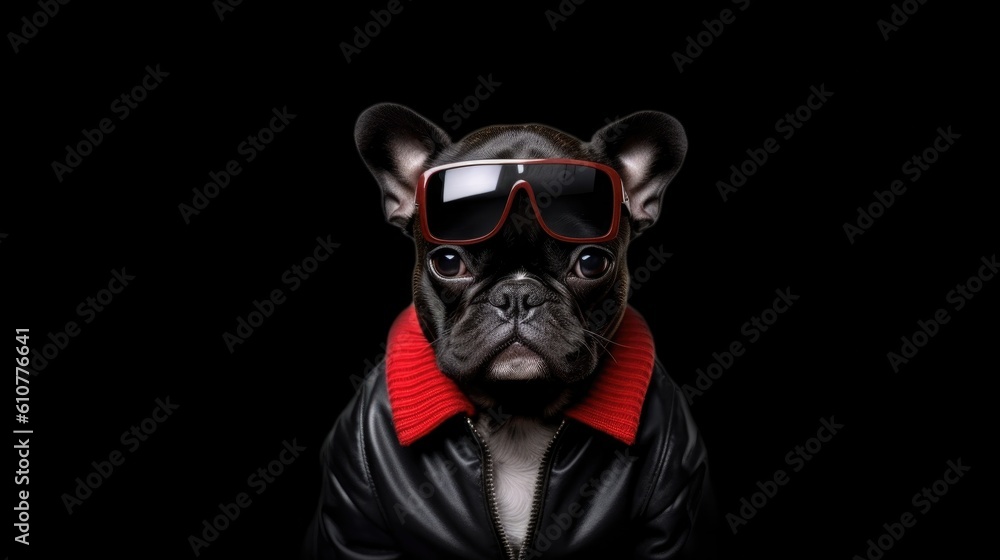 Cool french bulldog. Illustration AI Generative.