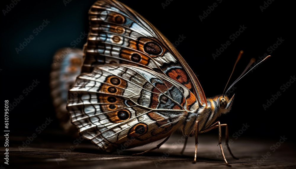 The fragile beauty of a multi colored butterfly wing pattern generated by AI