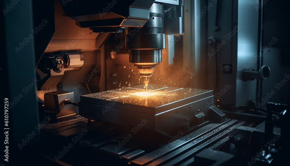 Precision metalwork using CNC machines and laser technology for accuracy generated by AI