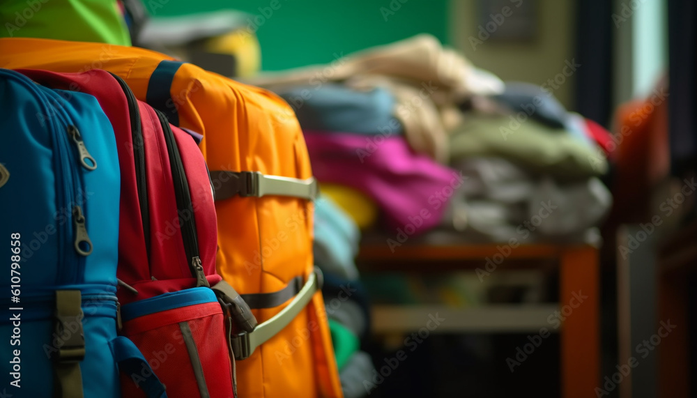 Multi colored garment collection hanging in clothing store for fashion exploration generated by AI