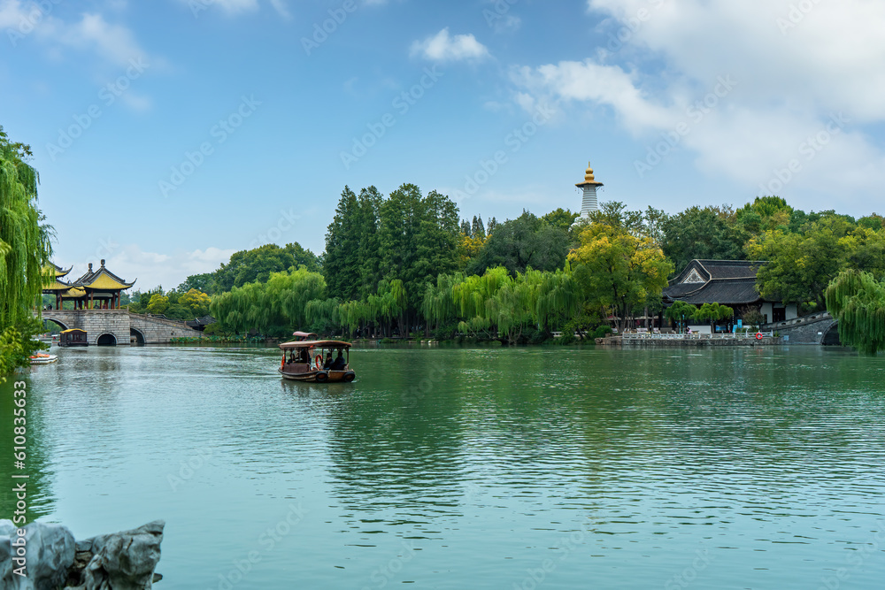 Aerial photograph of Chinese garden landscape in Yangzhou