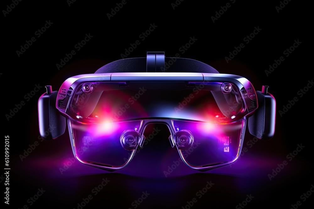 VR goggles. Metaverse. Future game and entertainment digital technology. VR virtual reality glasses 