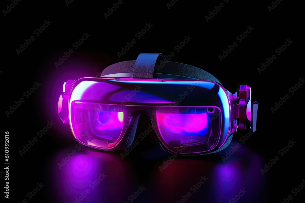 VR goggles. Metaverse. Future game and entertainment digital technology. VR virtual reality glasses 