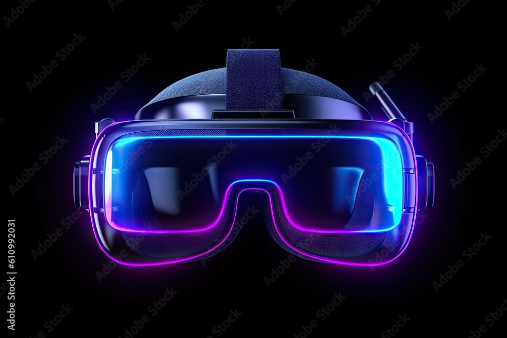 VR goggles. Metaverse. Future game and entertainment digital technology. VR virtual reality glasses 