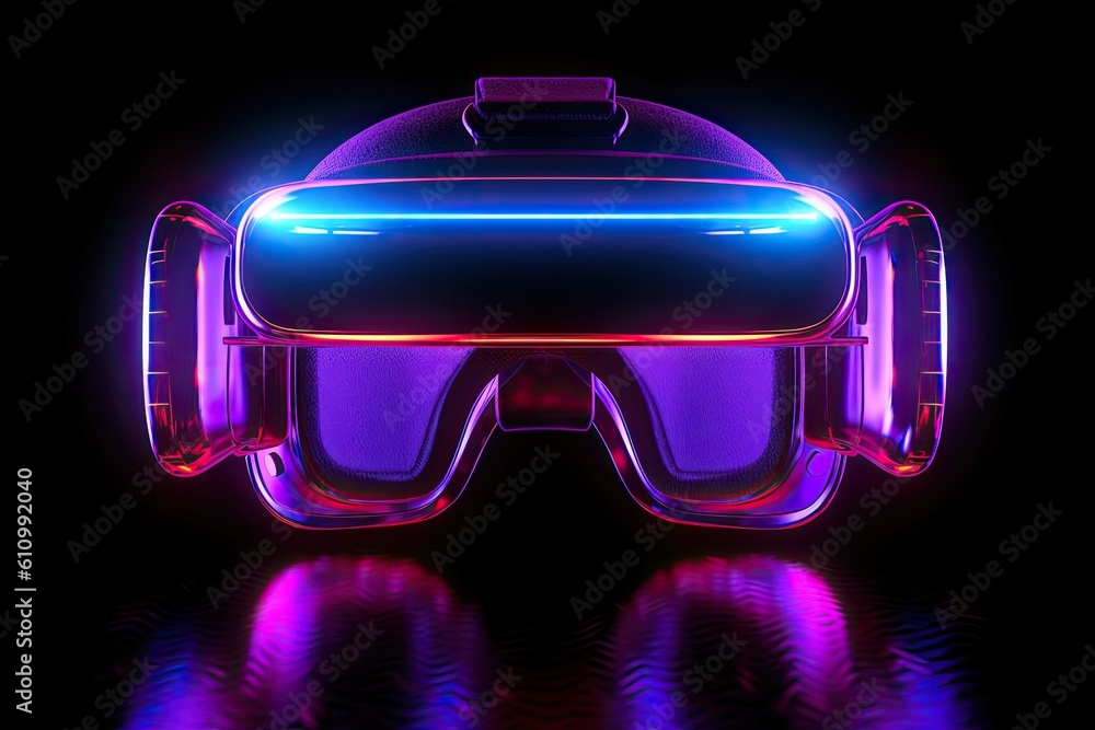 VR goggles. Metaverse. Future game and entertainment digital technology. VR virtual reality glasses 