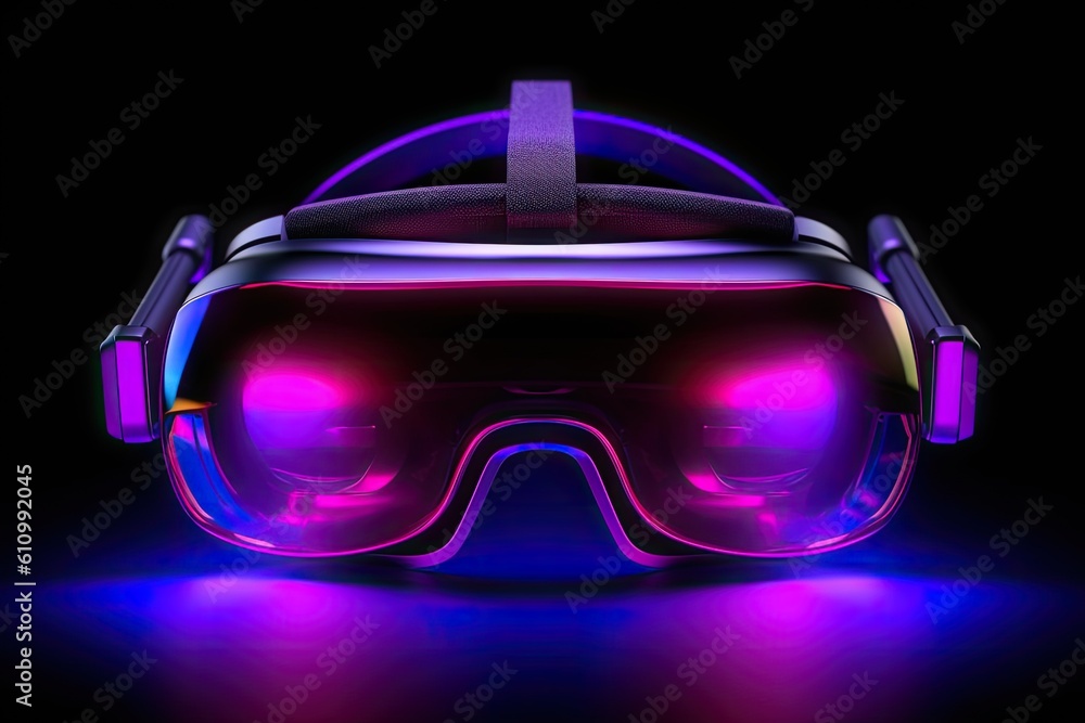 VR goggles. Metaverse. Future game and entertainment digital technology. VR virtual reality glasses 