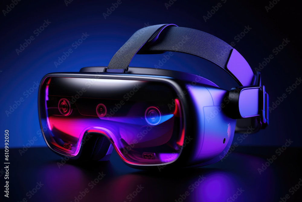 VR goggles. Metaverse. Future game and entertainment digital technology. VR virtual reality glasses 