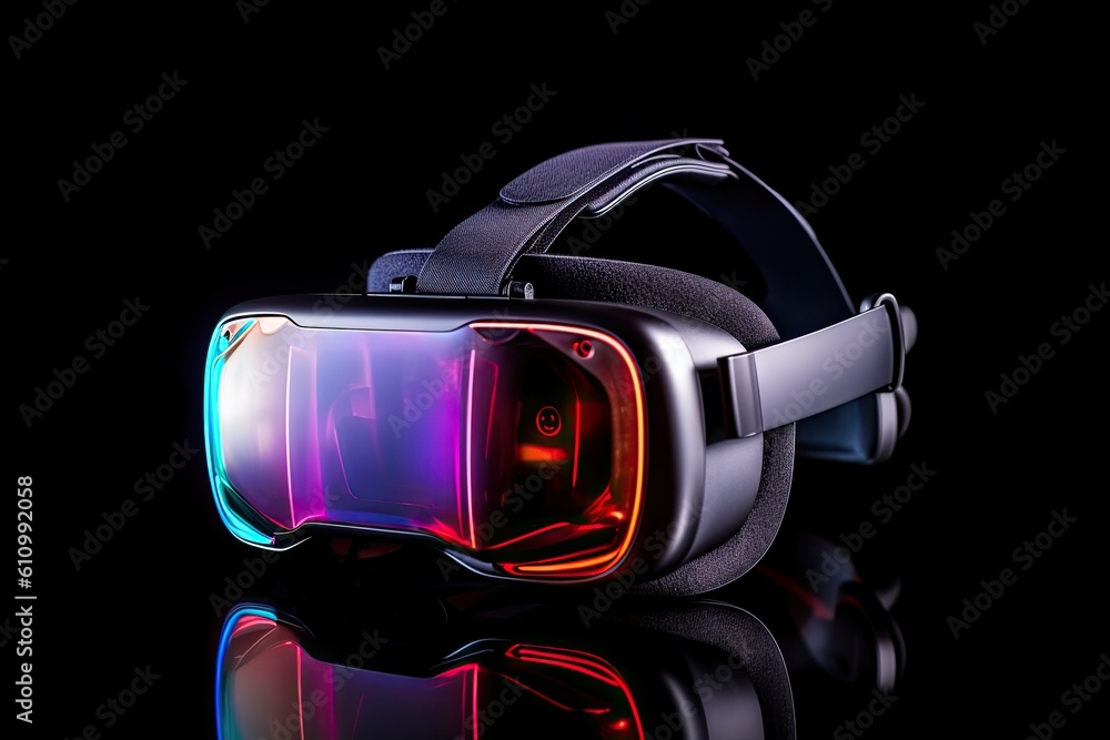 VR goggles. Metaverse. Future game and entertainment digital technology. VR virtual reality glasses 