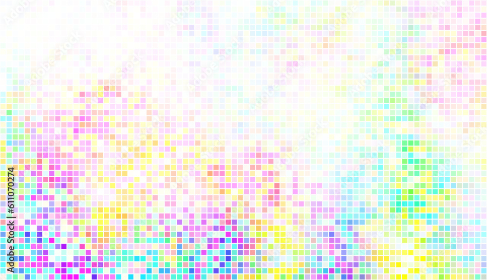 Abstract spectrum colorful bottom mosaic with white copy space.