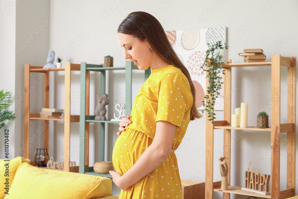 Young pregnant woman at home