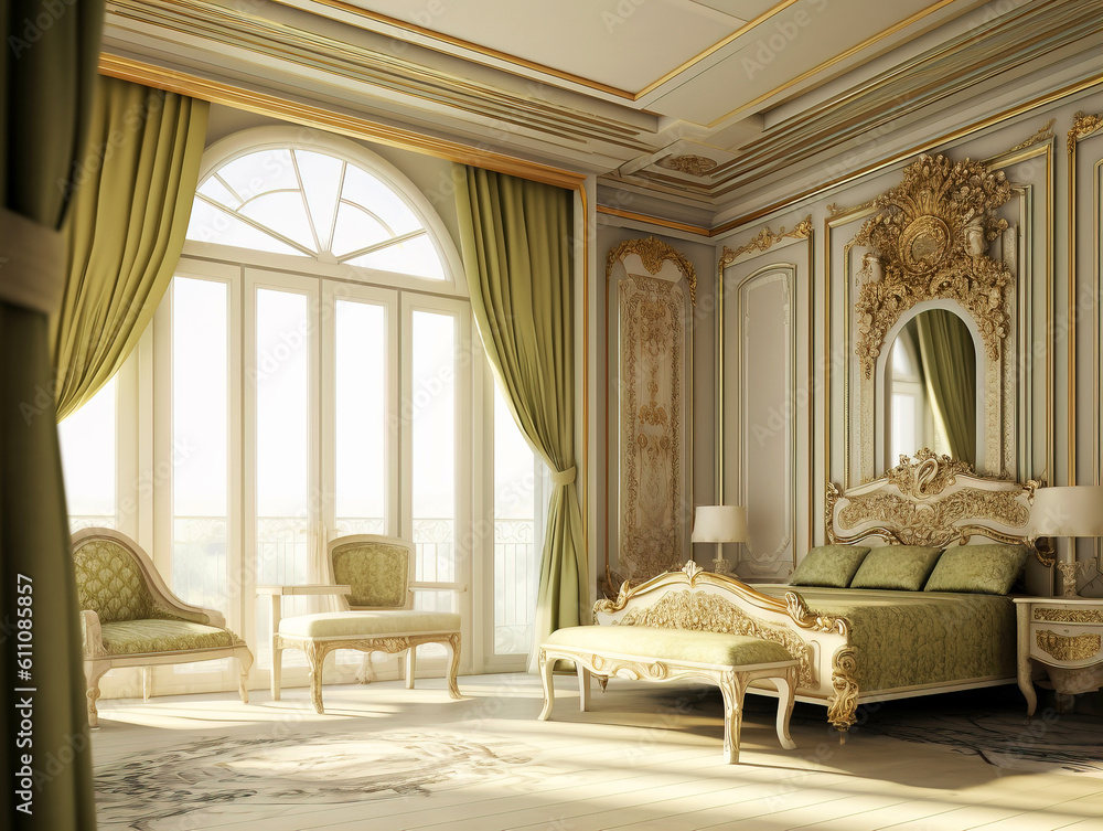 Rococo bedroom. Generative A.I.