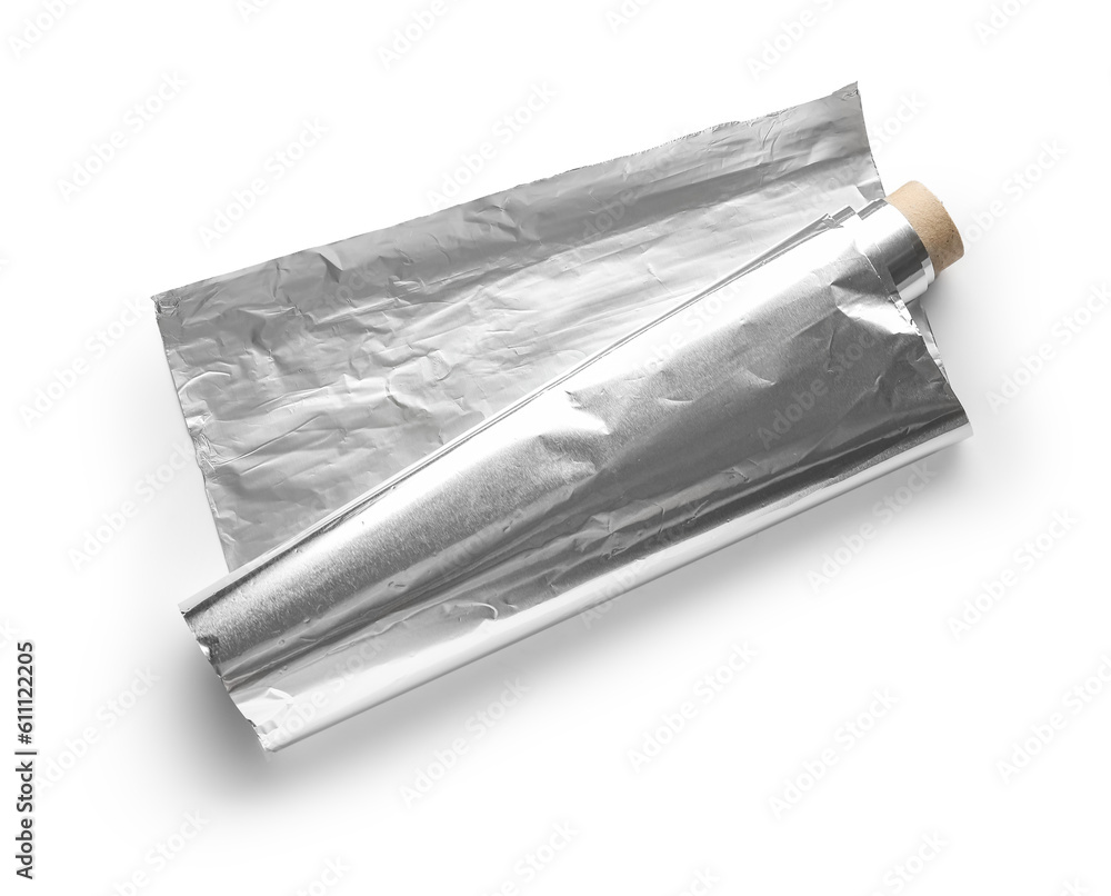 Aluminium foil roll isolated on white background