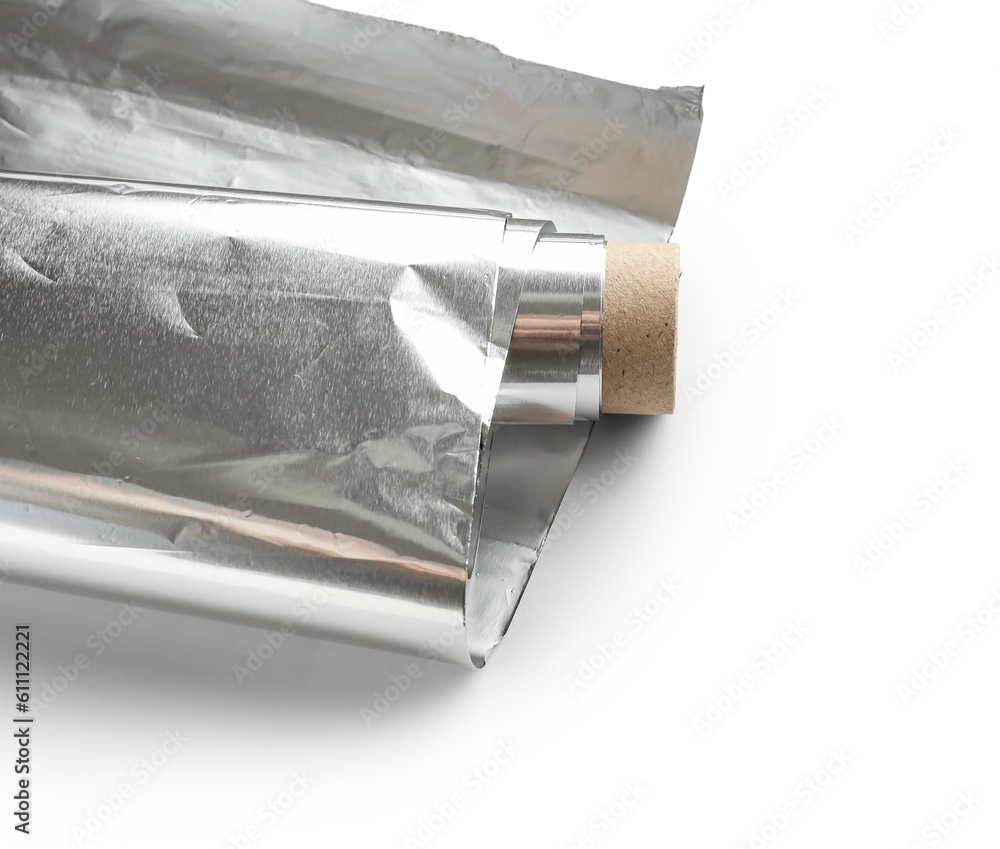 Aluminium foil roll isolated on white background