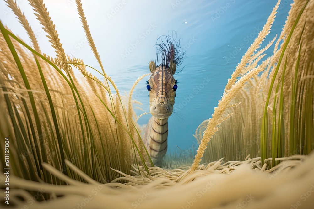 close up of a sea horse in its natural habitat. Generative AI