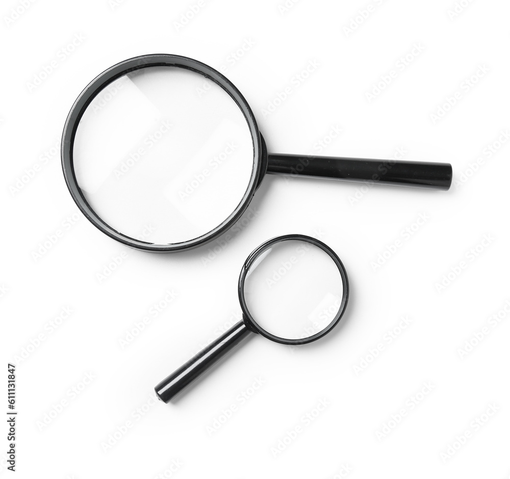 Magnifiers isolated on white background