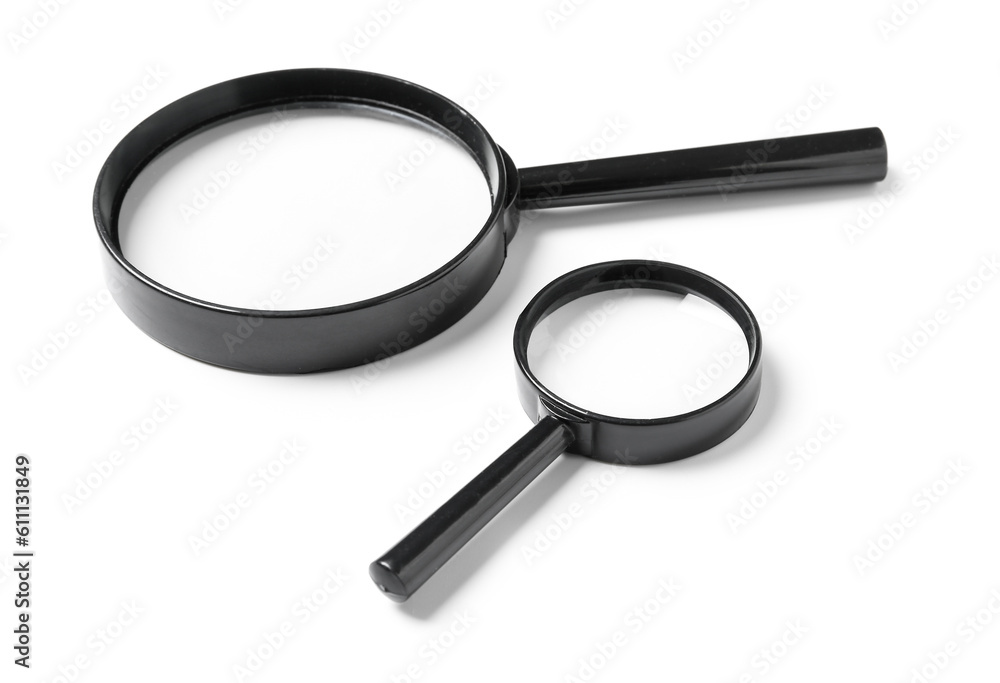 Magnifiers isolated on white background