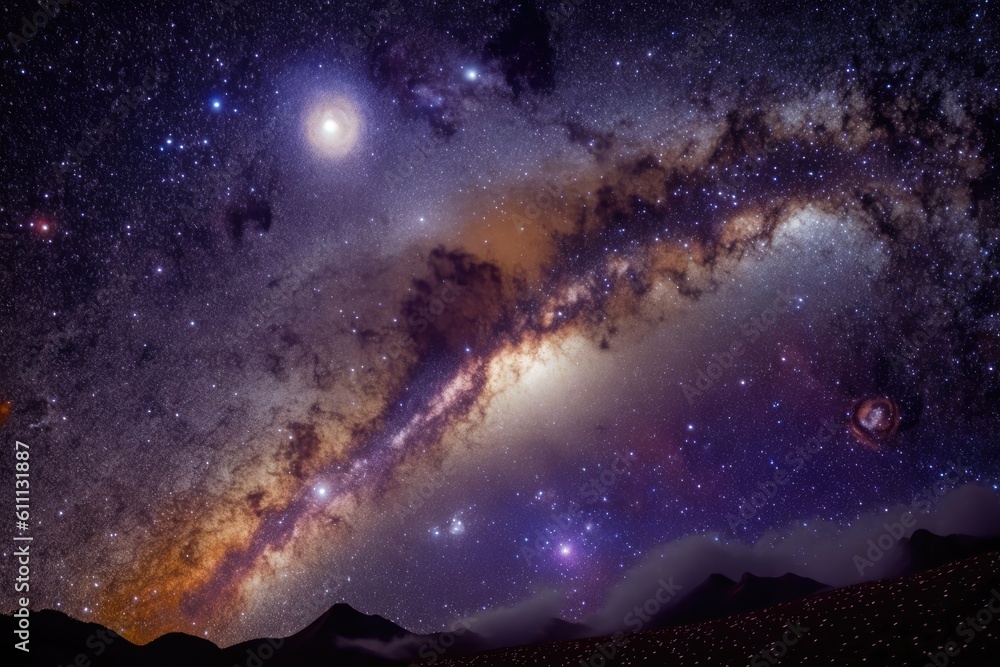 the Milky Way galaxy and stars in a dark night sky. Generative AI