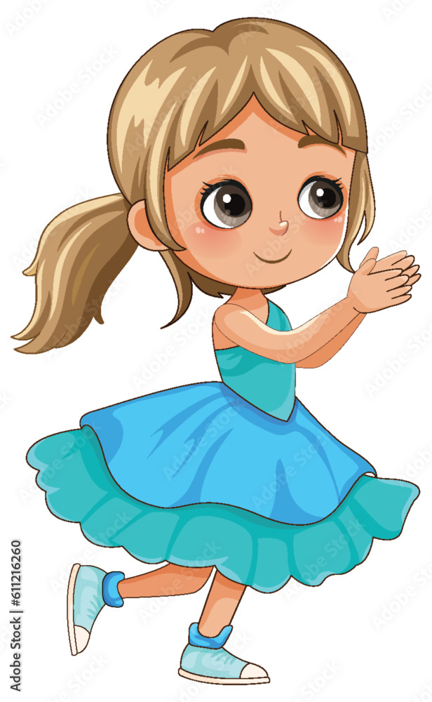 Little Girl in Beautiful Dress Vector