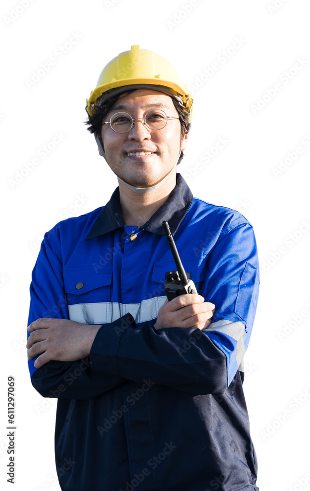 Portrait of Asian engineer isolated white background, remove background isolated