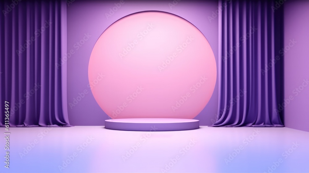 Abstract purple color background for product presentation, AI generated.