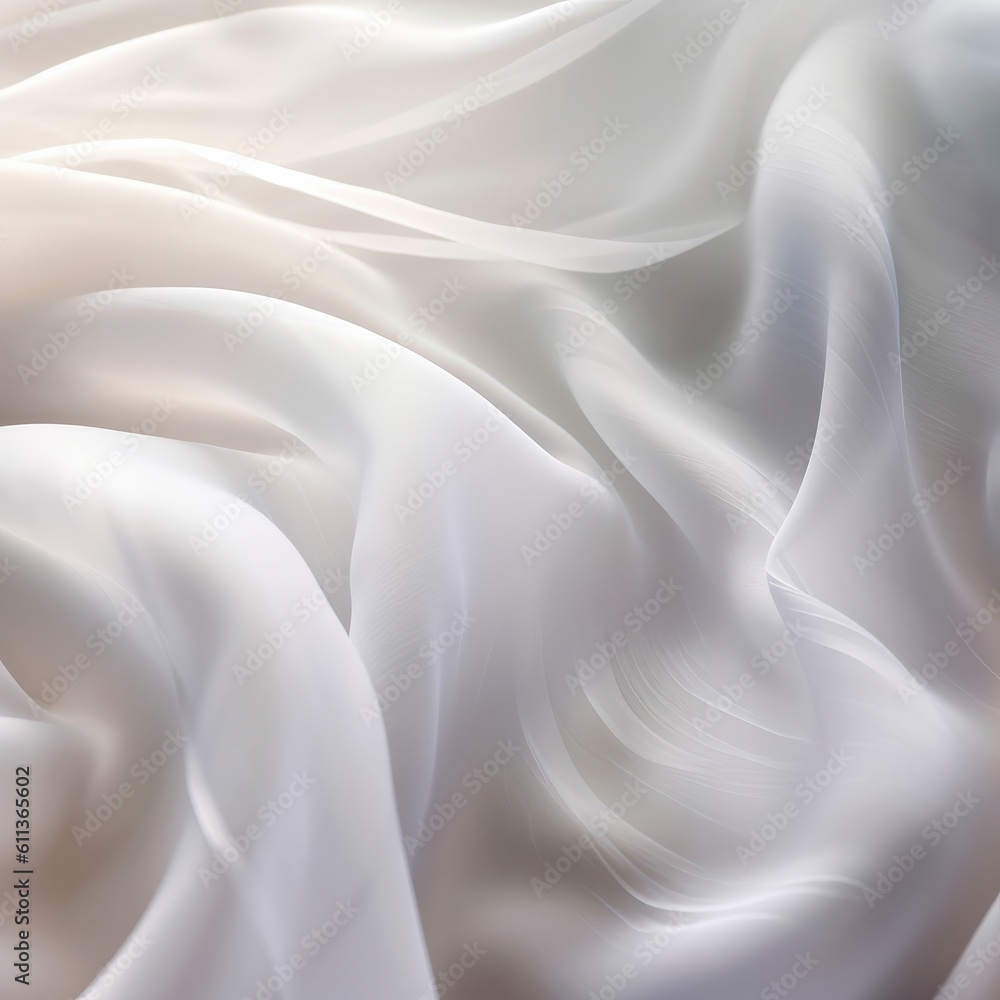 Beautiful white tulle fabric as background,curve shape decorative background, AI generated.