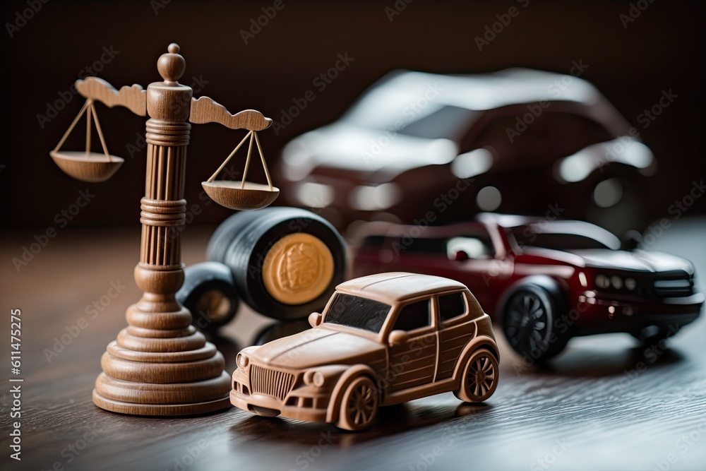 toy cars and a scale on a table for measurement or comparison. Generative AI