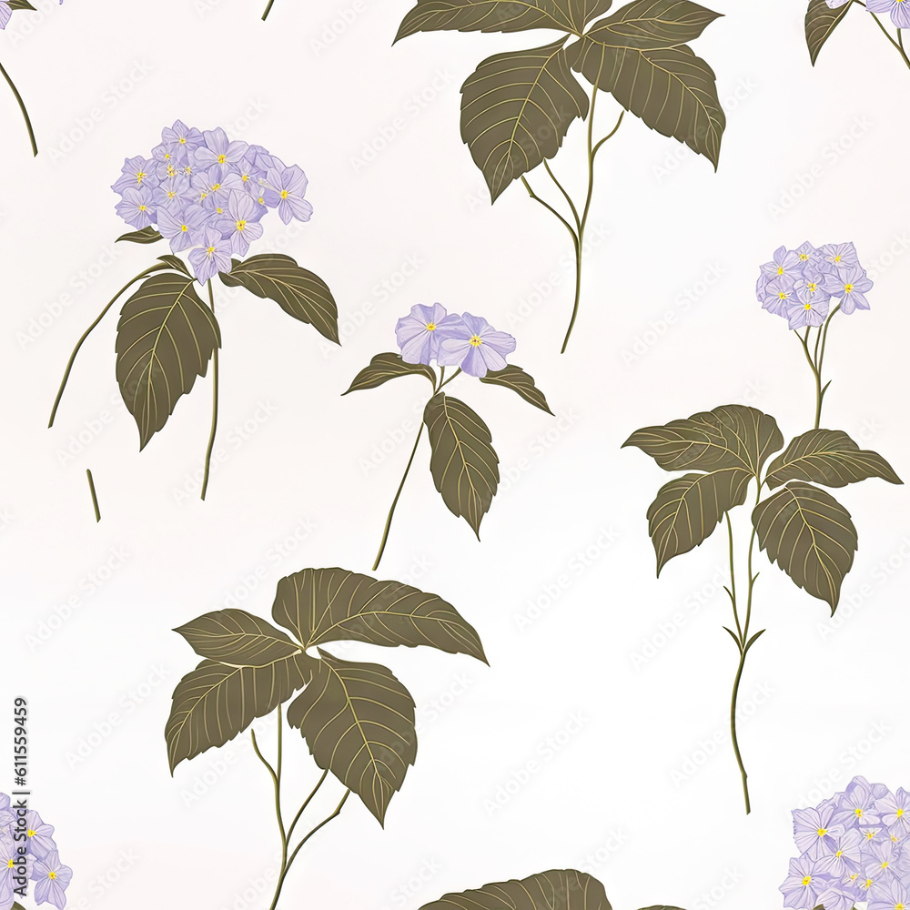 Hydrangea flower seamless pattern. Floral seamless background. Generative AI