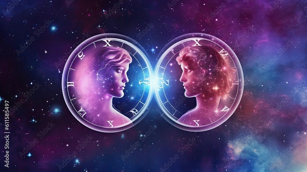 Astrology calendar. Gemini magical zodiac sign astrology. Esoteric horoscope and fortune telling con