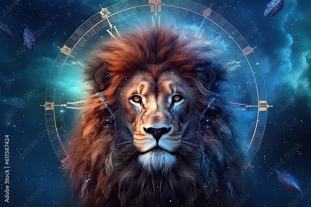 Astrology calendar. Leo magical zodiac sign astrology. Esoteric horoscope and fortune telling concep