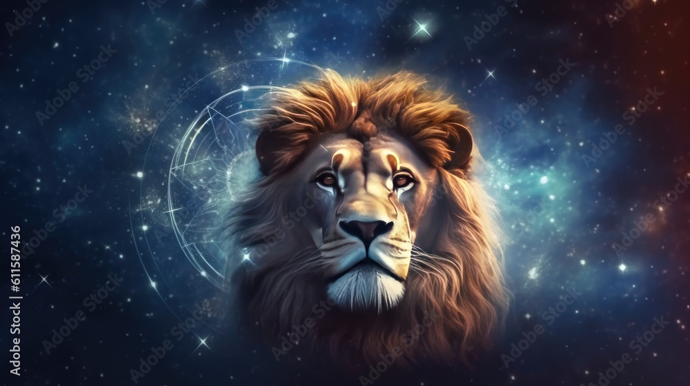 Astrology calendar. Leo magical zodiac sign astrology. Esoteric horoscope and fortune telling concep