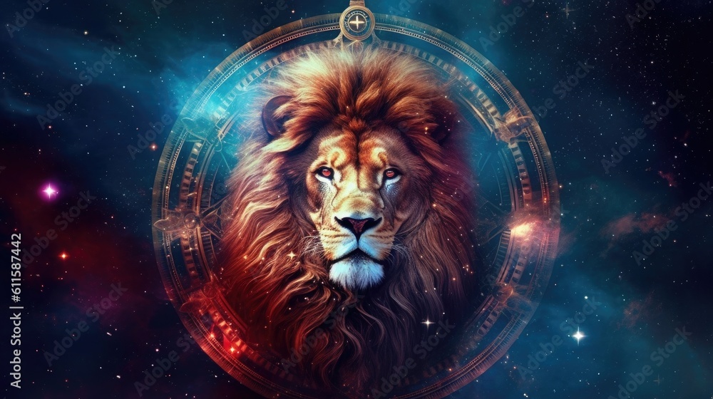 Astrology calendar. Leo magical zodiac sign astrology. Esoteric horoscope and fortune telling concep