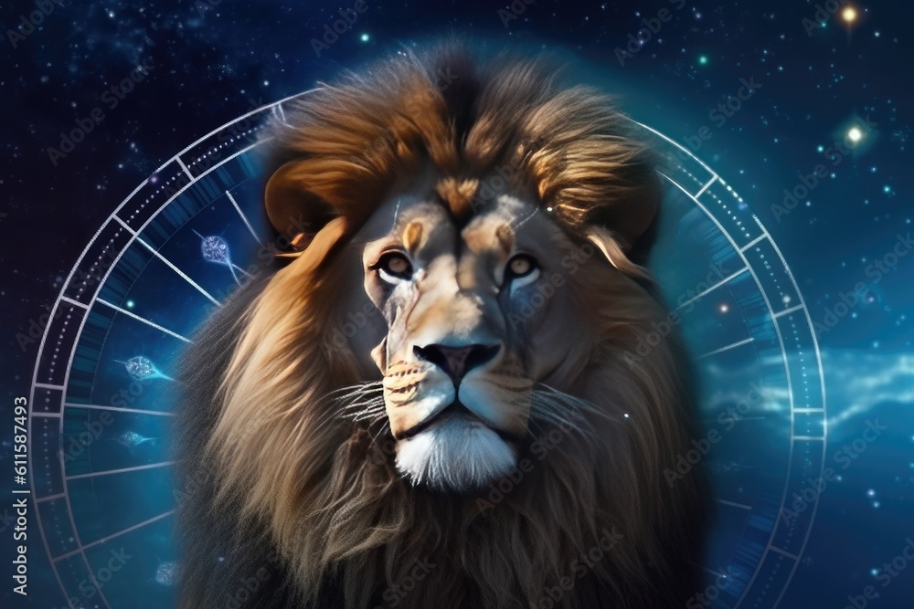 Astrology calendar. Leo magical zodiac sign astrology. Esoteric horoscope and fortune telling concep