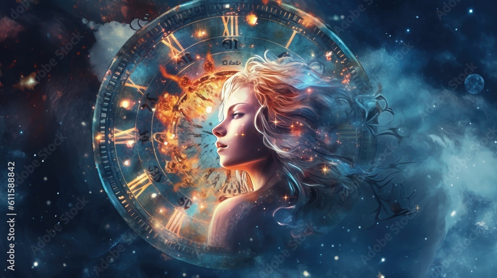 Astrology calendar. Virgo magical zodiac sign astrology. Esoteric horoscope and fortune telling conc