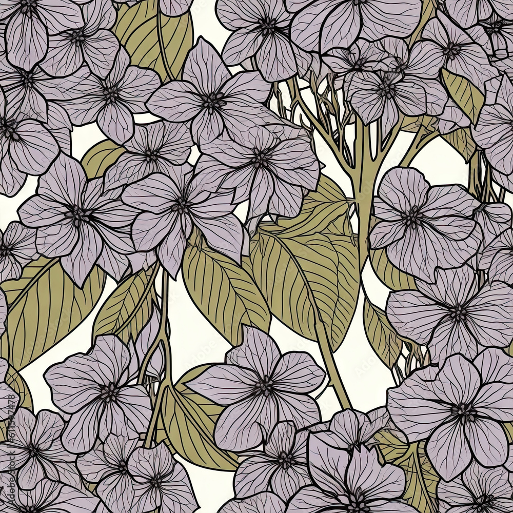 Hydrangea flower seamless pattern. Floral seamless background. Generative AI